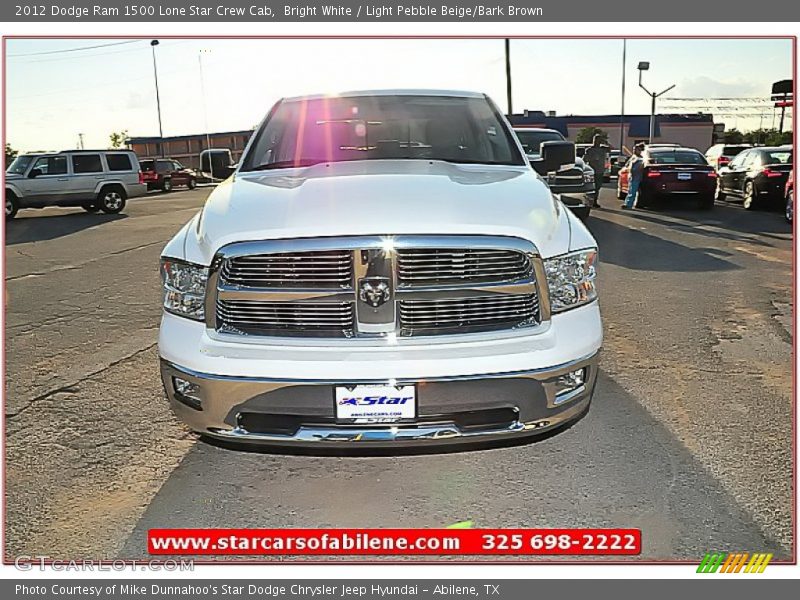 Bright White / Light Pebble Beige/Bark Brown 2012 Dodge Ram 1500 Lone Star Crew Cab