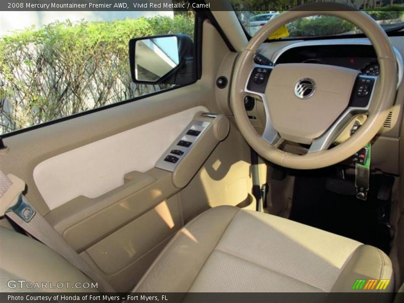 Vivid Red Metallic / Camel 2008 Mercury Mountaineer Premier AWD
