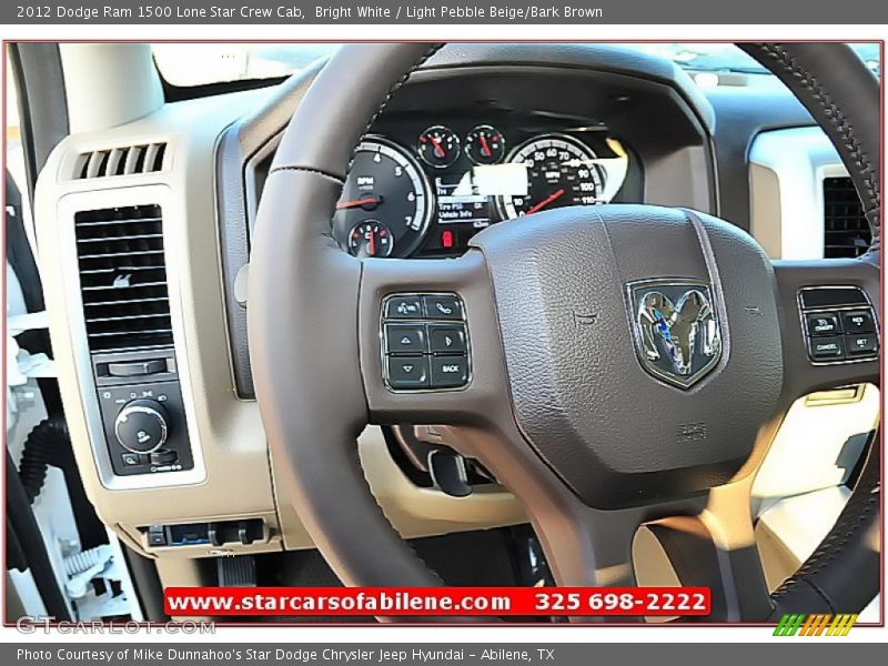 Bright White / Light Pebble Beige/Bark Brown 2012 Dodge Ram 1500 Lone Star Crew Cab