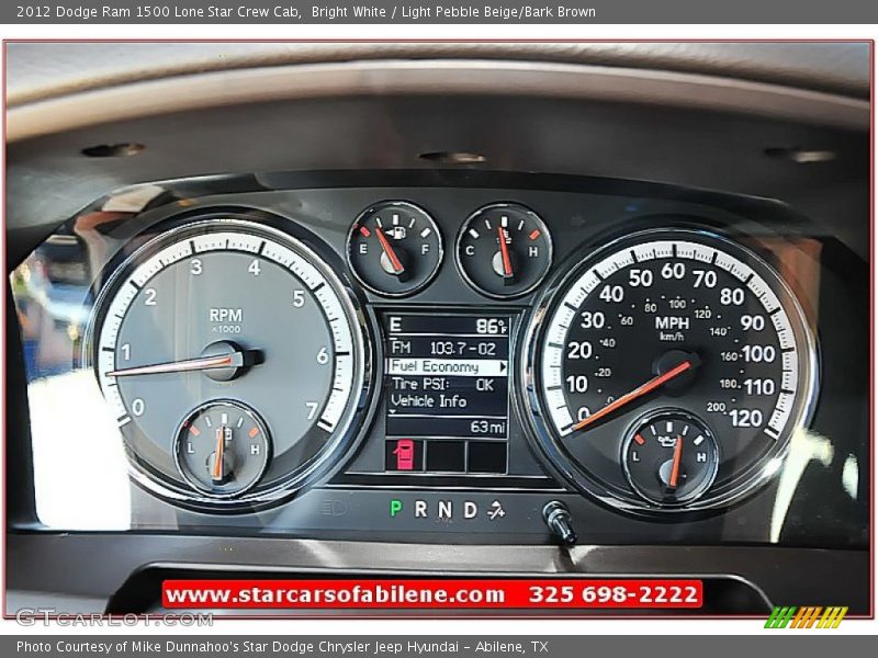 Bright White / Light Pebble Beige/Bark Brown 2012 Dodge Ram 1500 Lone Star Crew Cab