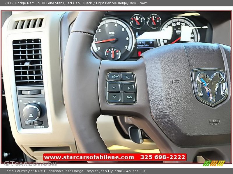 Black / Light Pebble Beige/Bark Brown 2012 Dodge Ram 1500 Lone Star Quad Cab
