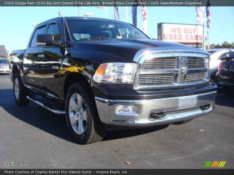 Brilliant Black Crystal Pearl / Dark Slate/Medium Graystone 2009 Dodge Ram 1500 Big Horn Edition Crew Cab 4x4