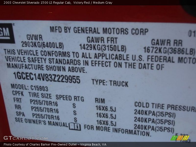 Victory Red / Medium Gray 2003 Chevrolet Silverado 1500 LS Regular Cab