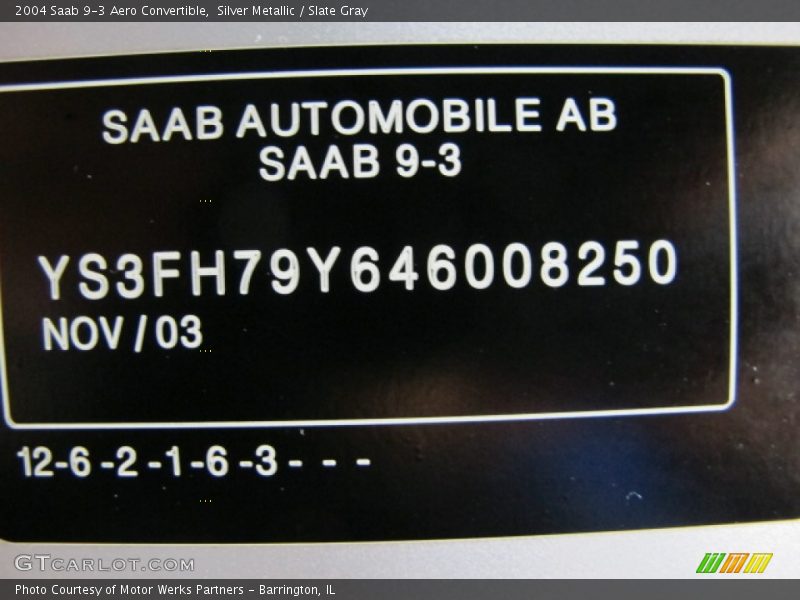 Silver Metallic / Slate Gray 2004 Saab 9-3 Aero Convertible