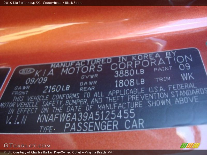 Copperhead / Black Sport 2010 Kia Forte Koup SX