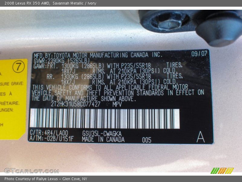 Savannah Metallic / Ivory 2008 Lexus RX 350 AWD