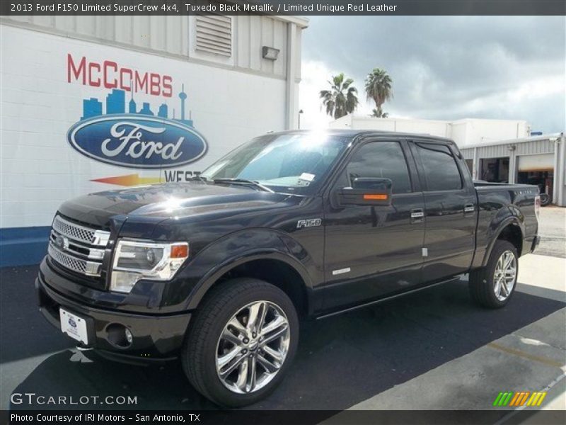 Tuxedo Black Metallic / Limited Unique Red Leather 2013 Ford F150 Limited SuperCrew 4x4