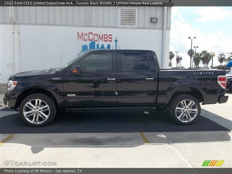 Tuxedo Black Metallic / Limited Unique Red Leather 2013 Ford F150 Limited SuperCrew 4x4