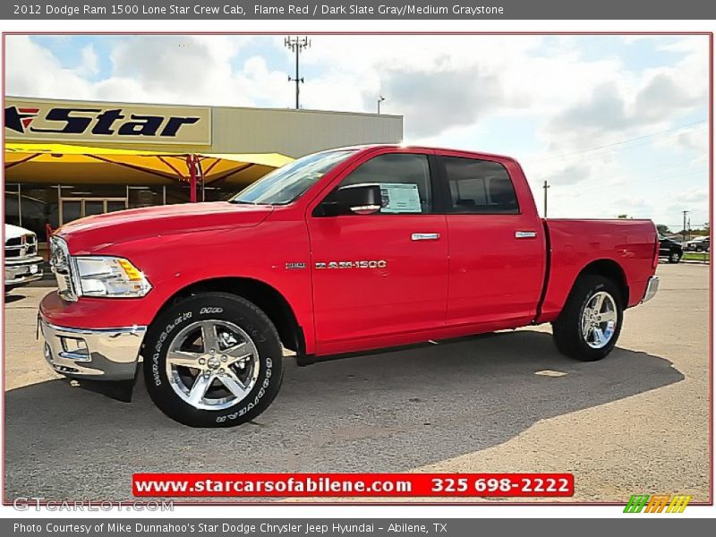 Flame Red / Dark Slate Gray/Medium Graystone 2012 Dodge Ram 1500 Lone Star Crew Cab