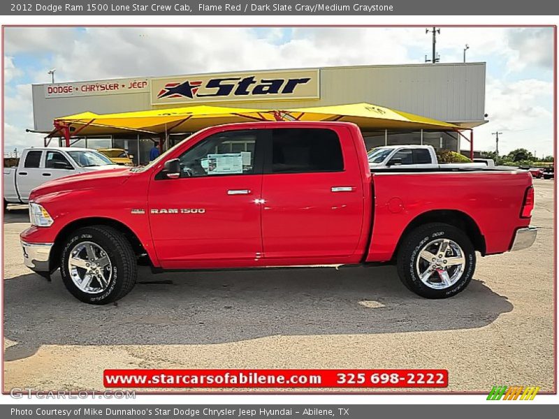 Flame Red / Dark Slate Gray/Medium Graystone 2012 Dodge Ram 1500 Lone Star Crew Cab