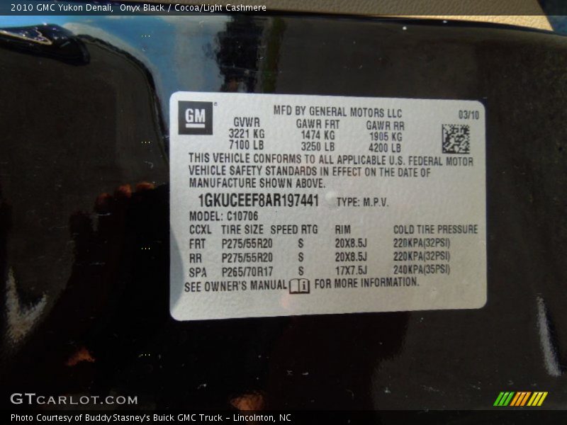 Onyx Black / Cocoa/Light Cashmere 2010 GMC Yukon Denali