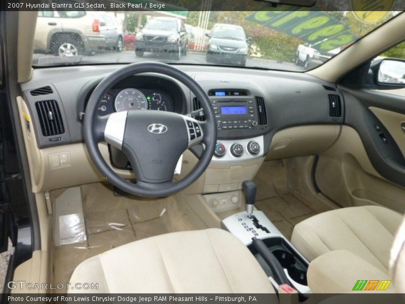 Black Pearl / Beige 2007 Hyundai Elantra GLS Sedan