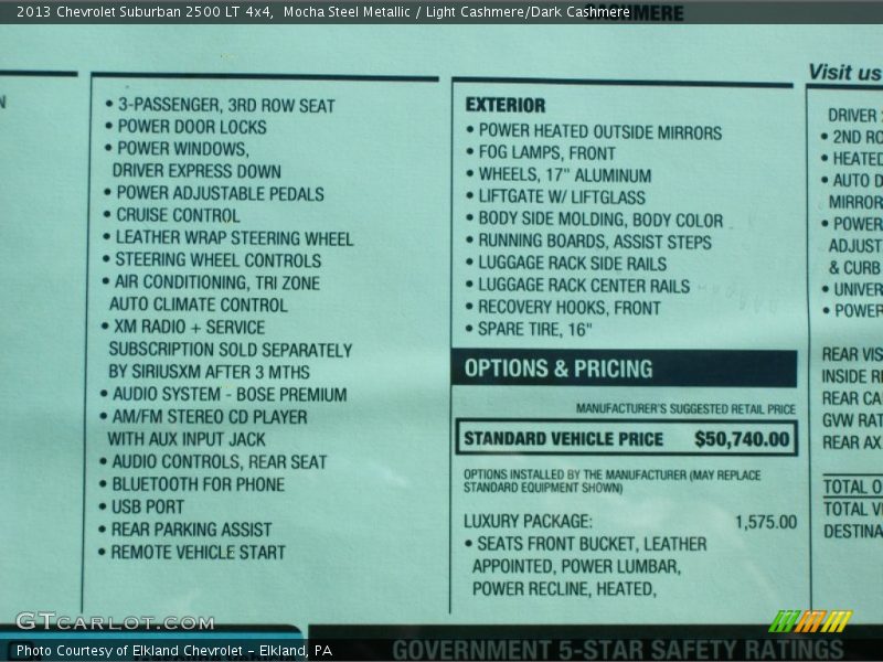 Mocha Steel Metallic / Light Cashmere/Dark Cashmere 2013 Chevrolet Suburban 2500 LT 4x4