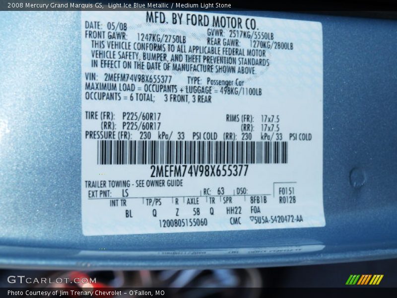 Light Ice Blue Metallic / Medium Light Stone 2008 Mercury Grand Marquis GS