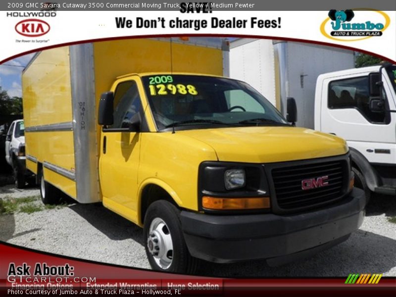 Yellow / Medium Pewter 2009 GMC Savana Cutaway 3500 Commercial Moving Truck
