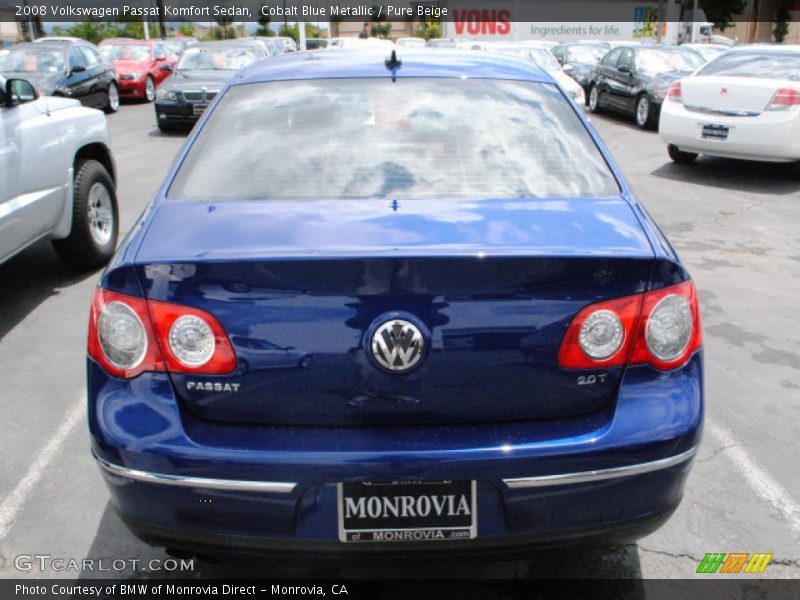 Cobalt Blue Metallic / Pure Beige 2008 Volkswagen Passat Komfort Sedan