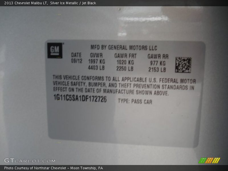 Silver Ice Metallic / Jet Black 2013 Chevrolet Malibu LT