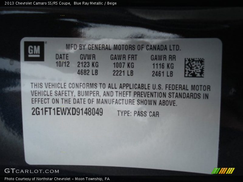 Blue Ray Metallic / Beige 2013 Chevrolet Camaro SS/RS Coupe