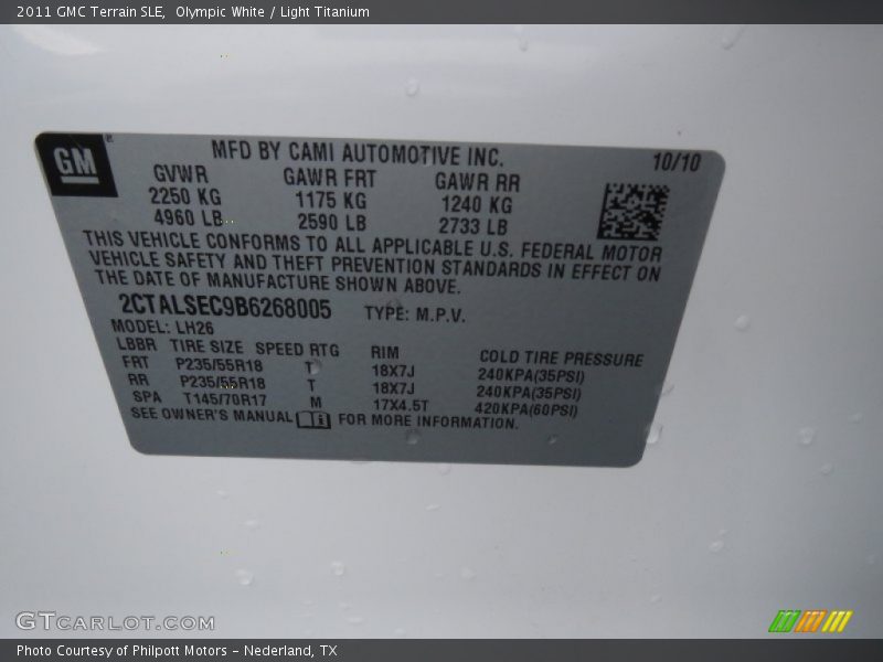 Olympic White / Light Titanium 2011 GMC Terrain SLE