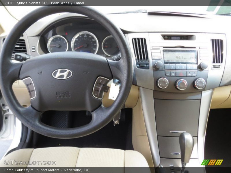 Pearl White / Camel 2010 Hyundai Sonata GLS