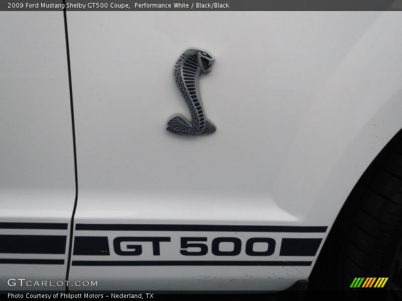 Performance White / Black/Black 2009 Ford Mustang Shelby GT500 Coupe