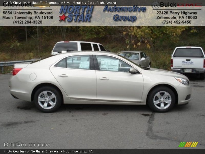 Champagne Silver Metallic / Cocoa/Light Neutral 2013 Chevrolet Malibu LT