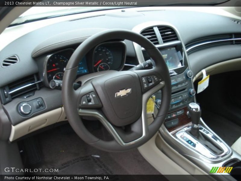 Champagne Silver Metallic / Cocoa/Light Neutral 2013 Chevrolet Malibu LT
