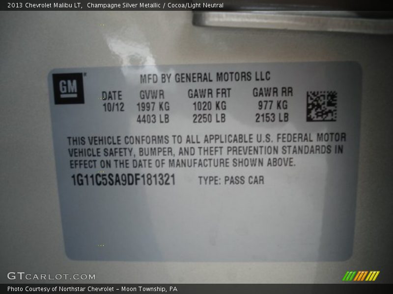 Champagne Silver Metallic / Cocoa/Light Neutral 2013 Chevrolet Malibu LT