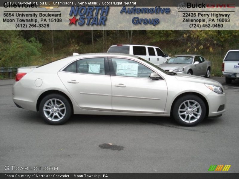 Champagne Silver Metallic / Cocoa/Light Neutral 2013 Chevrolet Malibu LT