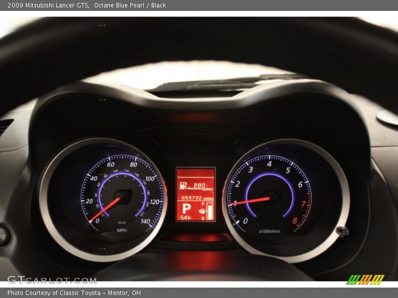 Octane Blue Pearl / Black 2009 Mitsubishi Lancer GTS