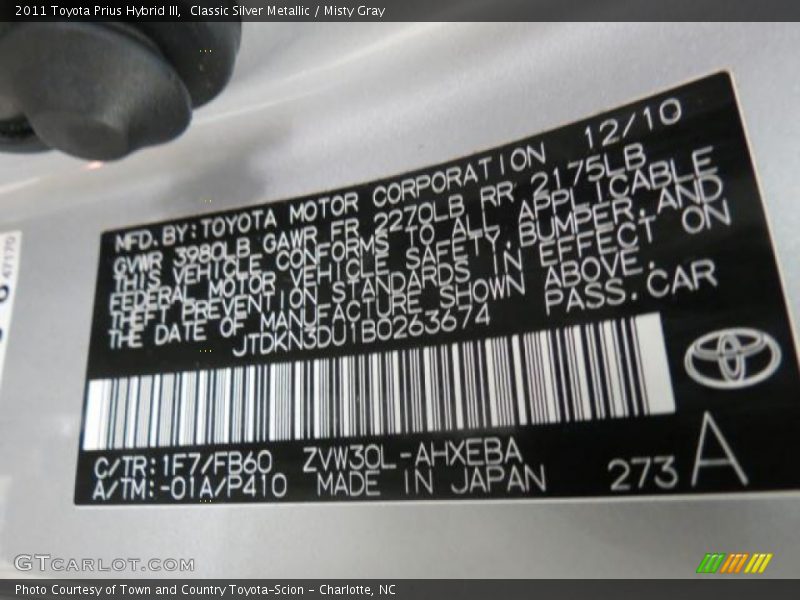 Classic Silver Metallic / Misty Gray 2011 Toyota Prius Hybrid III