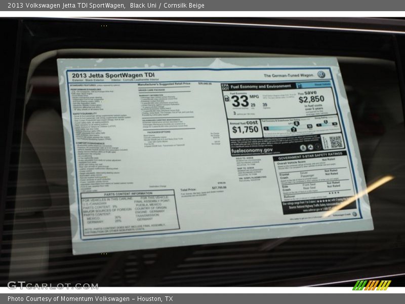 Black Uni / Cornsilk Beige 2013 Volkswagen Jetta TDI SportWagen