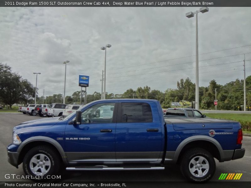 Deep Water Blue Pearl / Light Pebble Beige/Bark Brown 2011 Dodge Ram 1500 SLT Outdoorsman Crew Cab 4x4