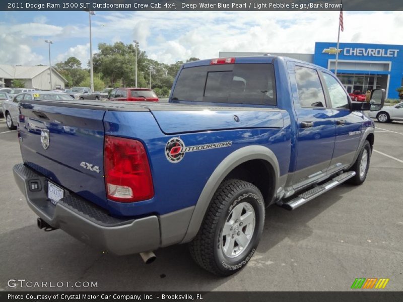Deep Water Blue Pearl / Light Pebble Beige/Bark Brown 2011 Dodge Ram 1500 SLT Outdoorsman Crew Cab 4x4