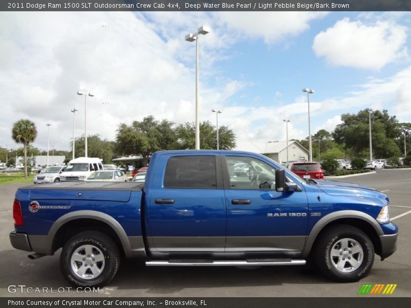 Deep Water Blue Pearl / Light Pebble Beige/Bark Brown 2011 Dodge Ram 1500 SLT Outdoorsman Crew Cab 4x4