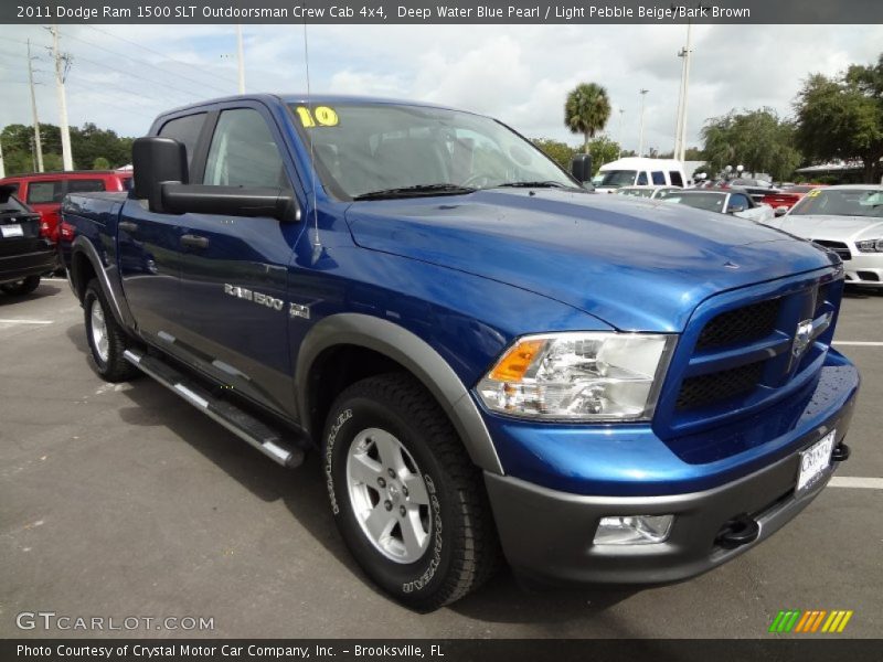 Deep Water Blue Pearl / Light Pebble Beige/Bark Brown 2011 Dodge Ram 1500 SLT Outdoorsman Crew Cab 4x4