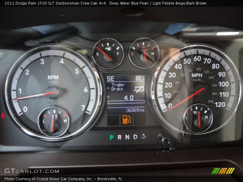 Deep Water Blue Pearl / Light Pebble Beige/Bark Brown 2011 Dodge Ram 1500 SLT Outdoorsman Crew Cab 4x4