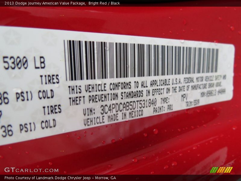 Bright Red / Black 2013 Dodge Journey American Value Package