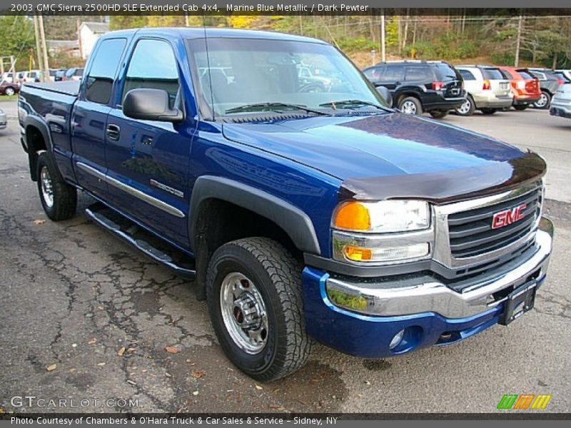 Marine Blue Metallic / Dark Pewter 2003 GMC Sierra 2500HD SLE Extended Cab 4x4