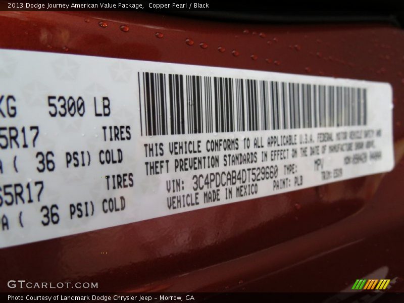 Copper Pearl / Black 2013 Dodge Journey American Value Package