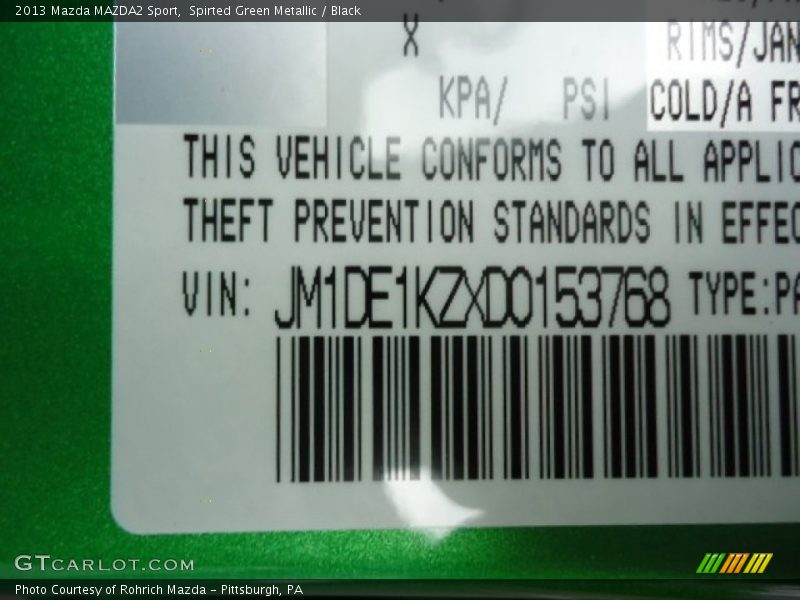 Spirted Green Metallic / Black 2013 Mazda MAZDA2 Sport