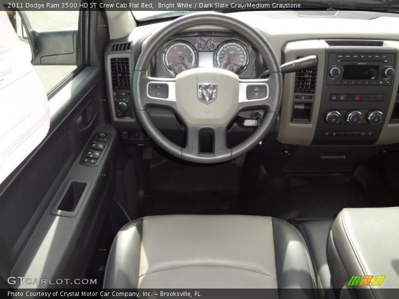 Bright White / Dark Slate Gray/Medium Graystone 2011 Dodge Ram 3500 HD ST Crew Cab Flat Bed