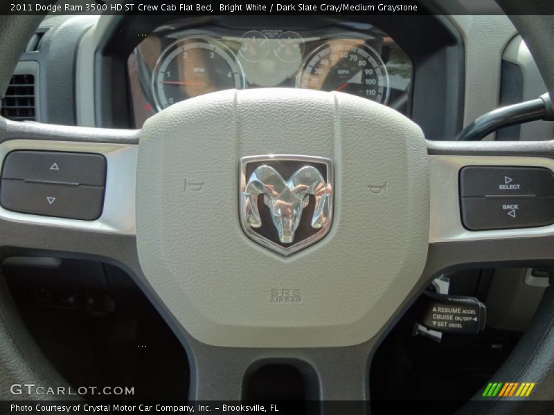 Bright White / Dark Slate Gray/Medium Graystone 2011 Dodge Ram 3500 HD ST Crew Cab Flat Bed