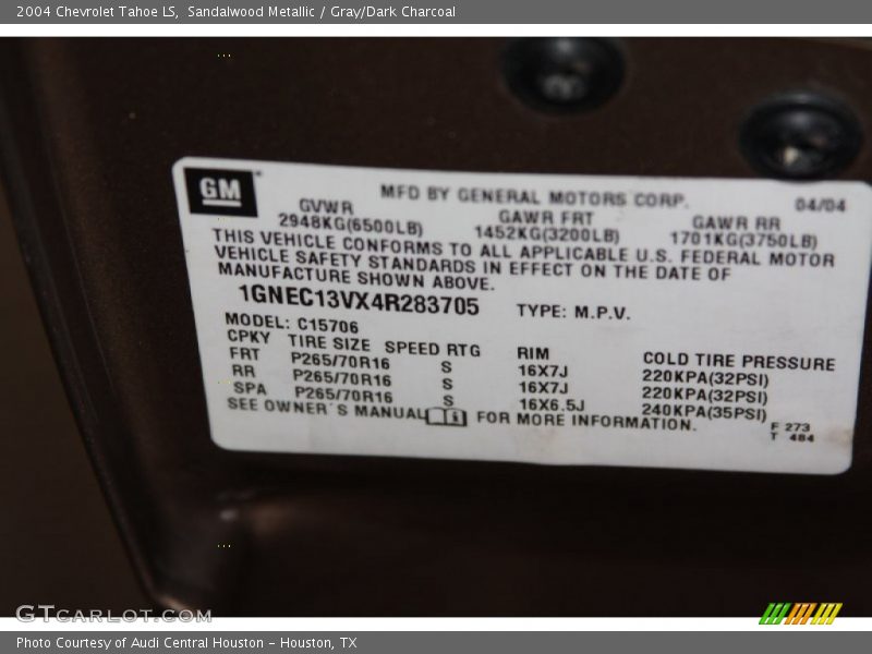 Sandalwood Metallic / Gray/Dark Charcoal 2004 Chevrolet Tahoe LS