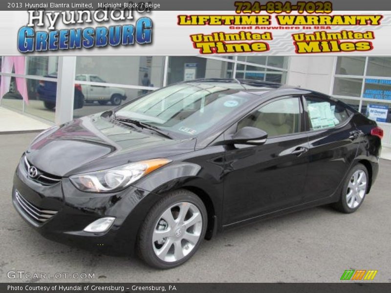 Midnight Black / Beige 2013 Hyundai Elantra Limited
