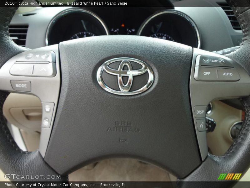 Blizzard White Pearl / Sand Beige 2010 Toyota Highlander Limited