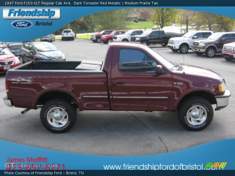 Dark Toreador Red Metallic / Medium Prairie Tan 1997 Ford F150 XLT Regular Cab 4x4