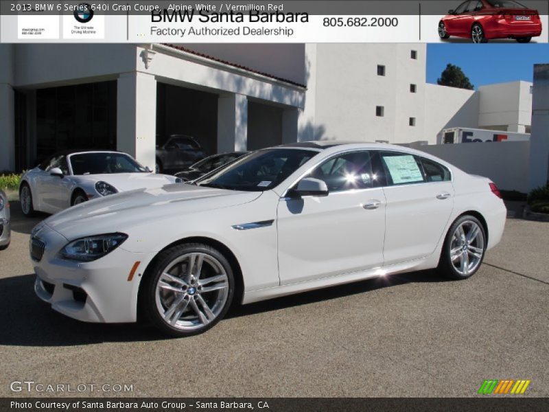 Alpine White / Vermillion Red 2013 BMW 6 Series 640i Gran Coupe