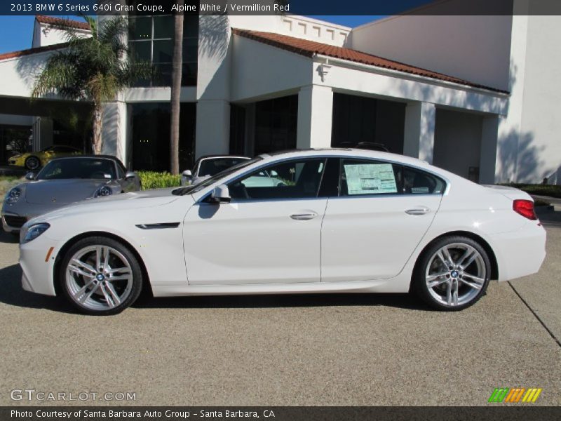 Alpine White / Vermillion Red 2013 BMW 6 Series 640i Gran Coupe