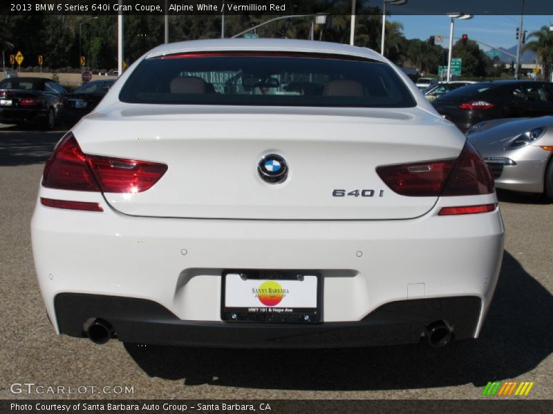 Alpine White / Vermillion Red 2013 BMW 6 Series 640i Gran Coupe